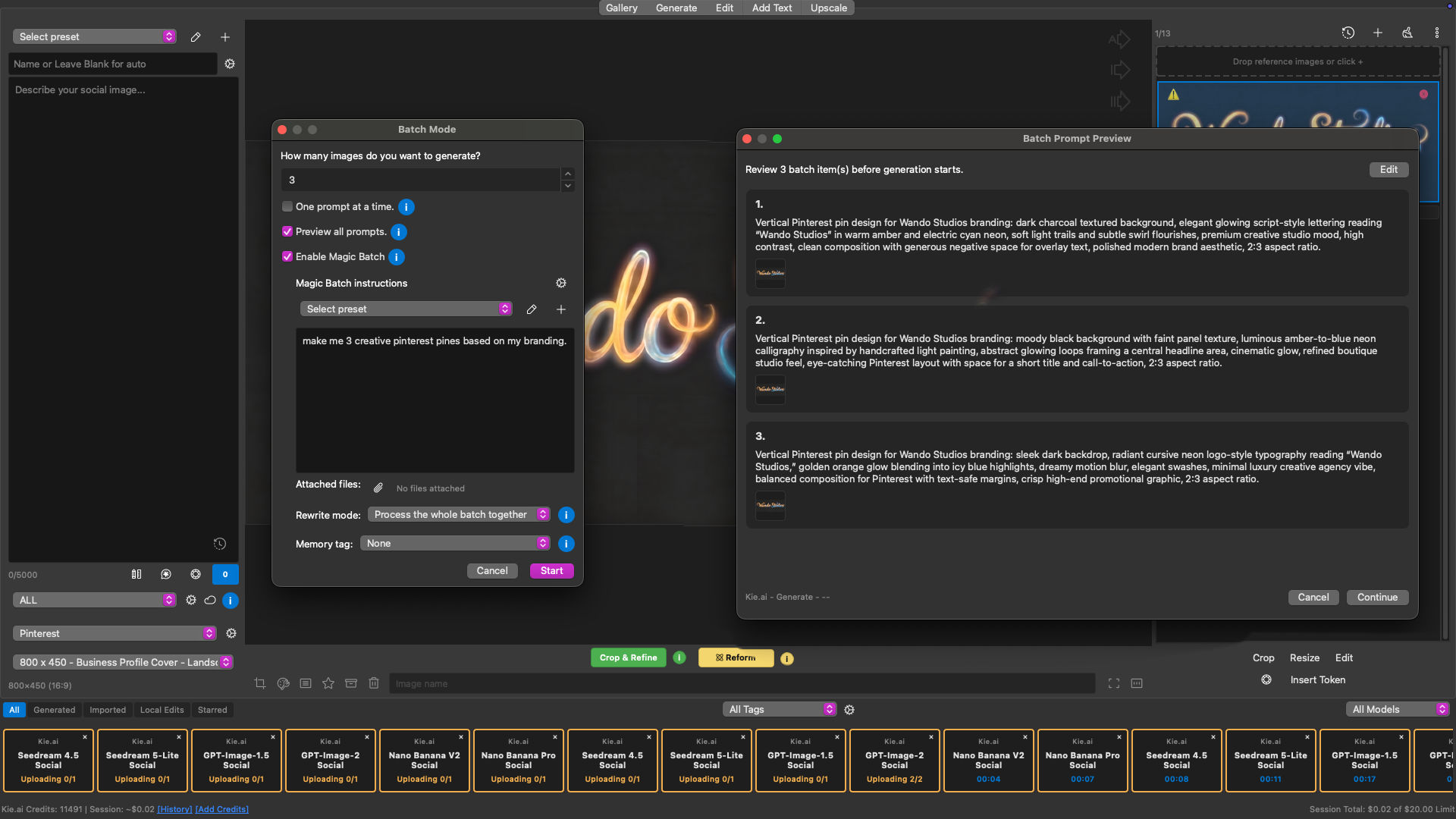 A screenshot of Batch Mode in Wando.