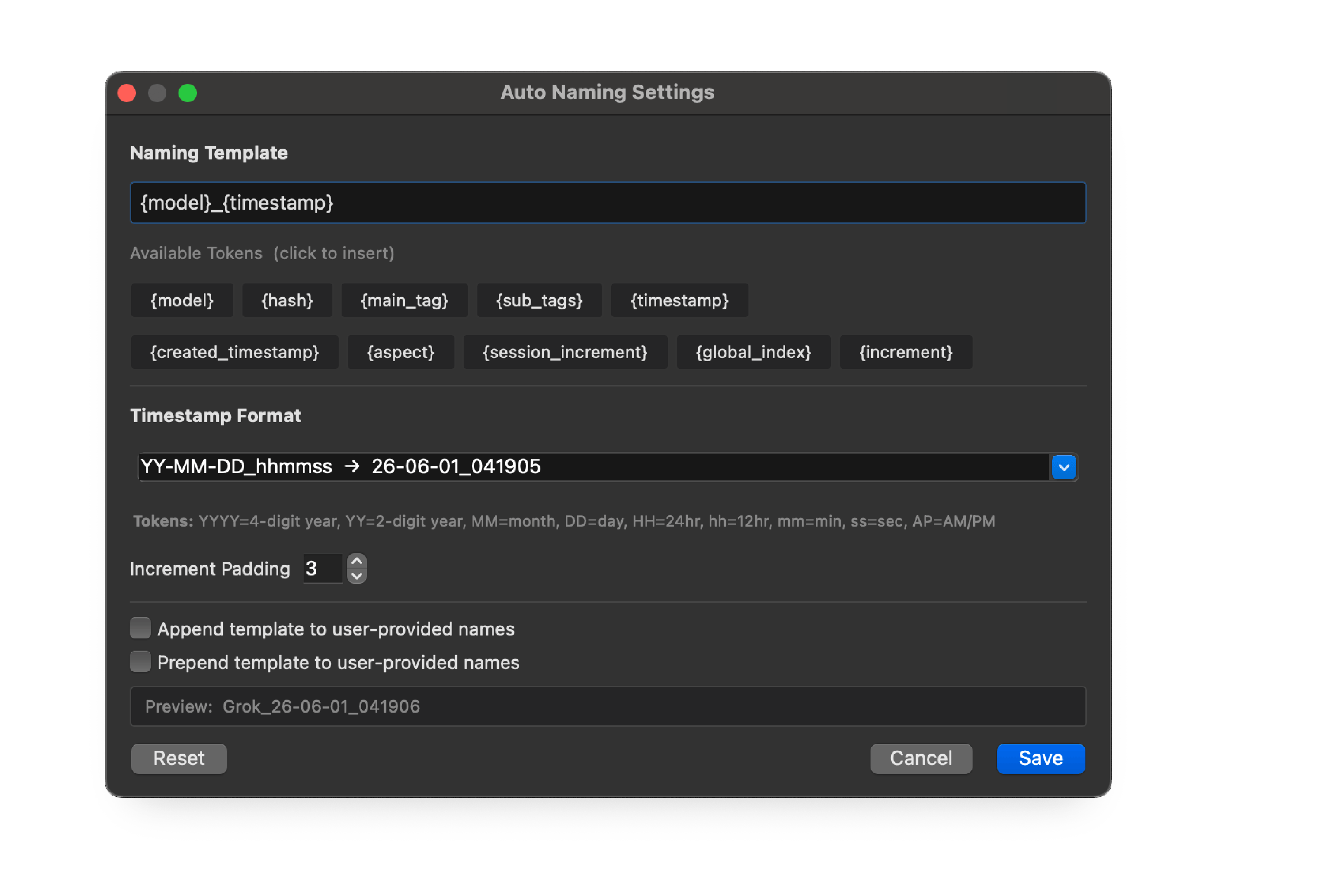Wando auto-naming feature naming image files automatically
