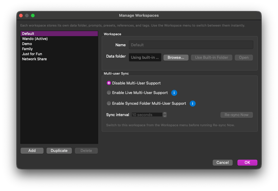 Wando workspace manager